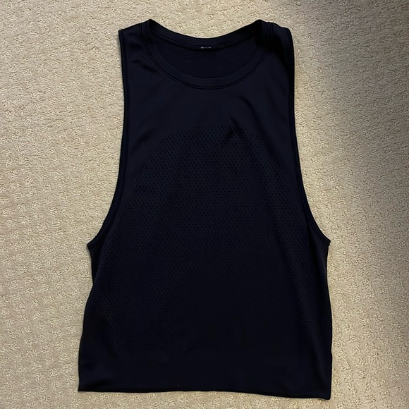 Lululemon sz 4 navy blue mesh breeze by muscle tank II - Picture 5 of 8